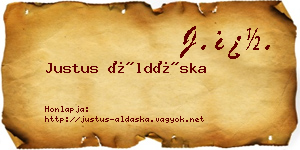 Justus Áldáska névjegykártya